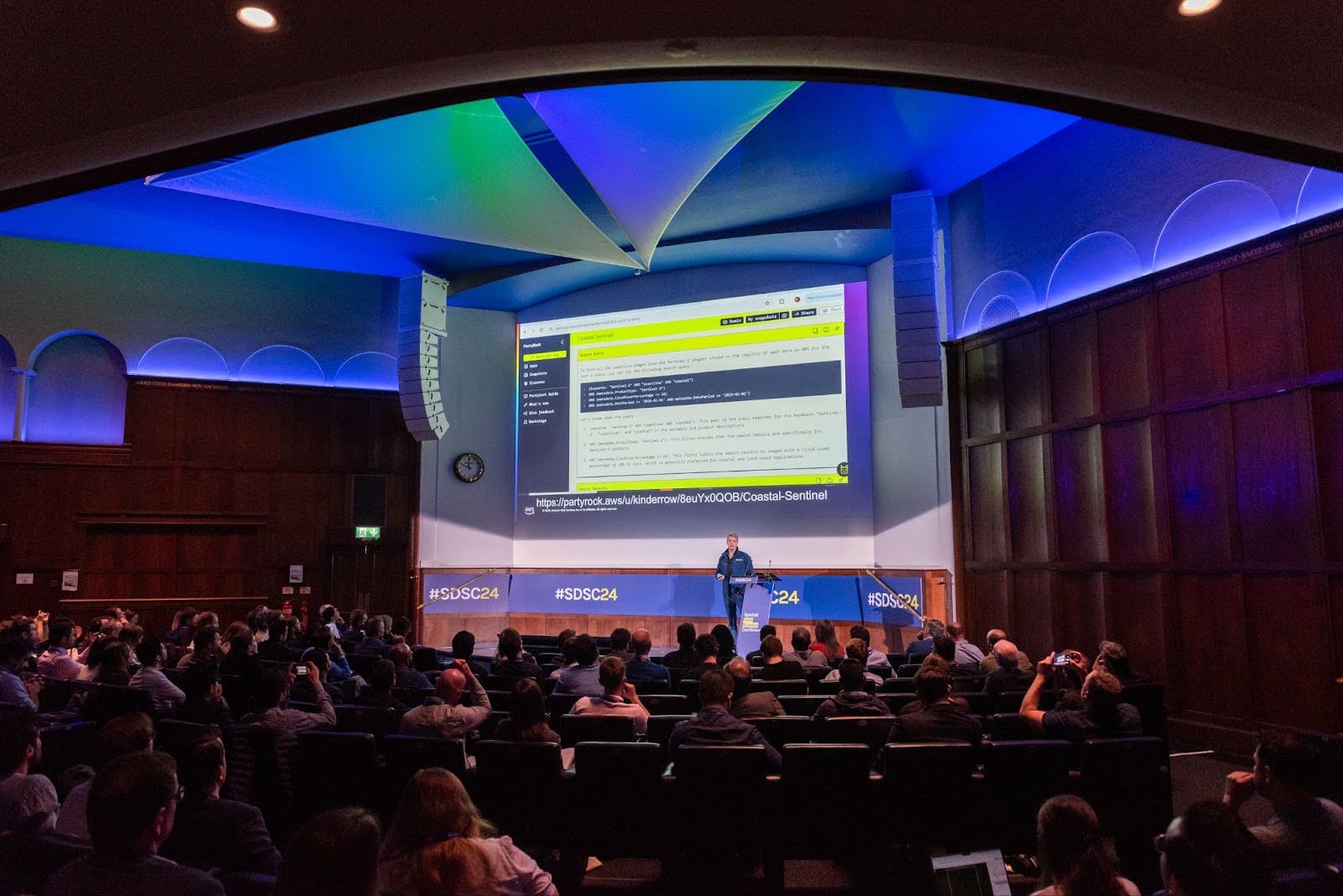 A photograph of AWS presenting at SDSC